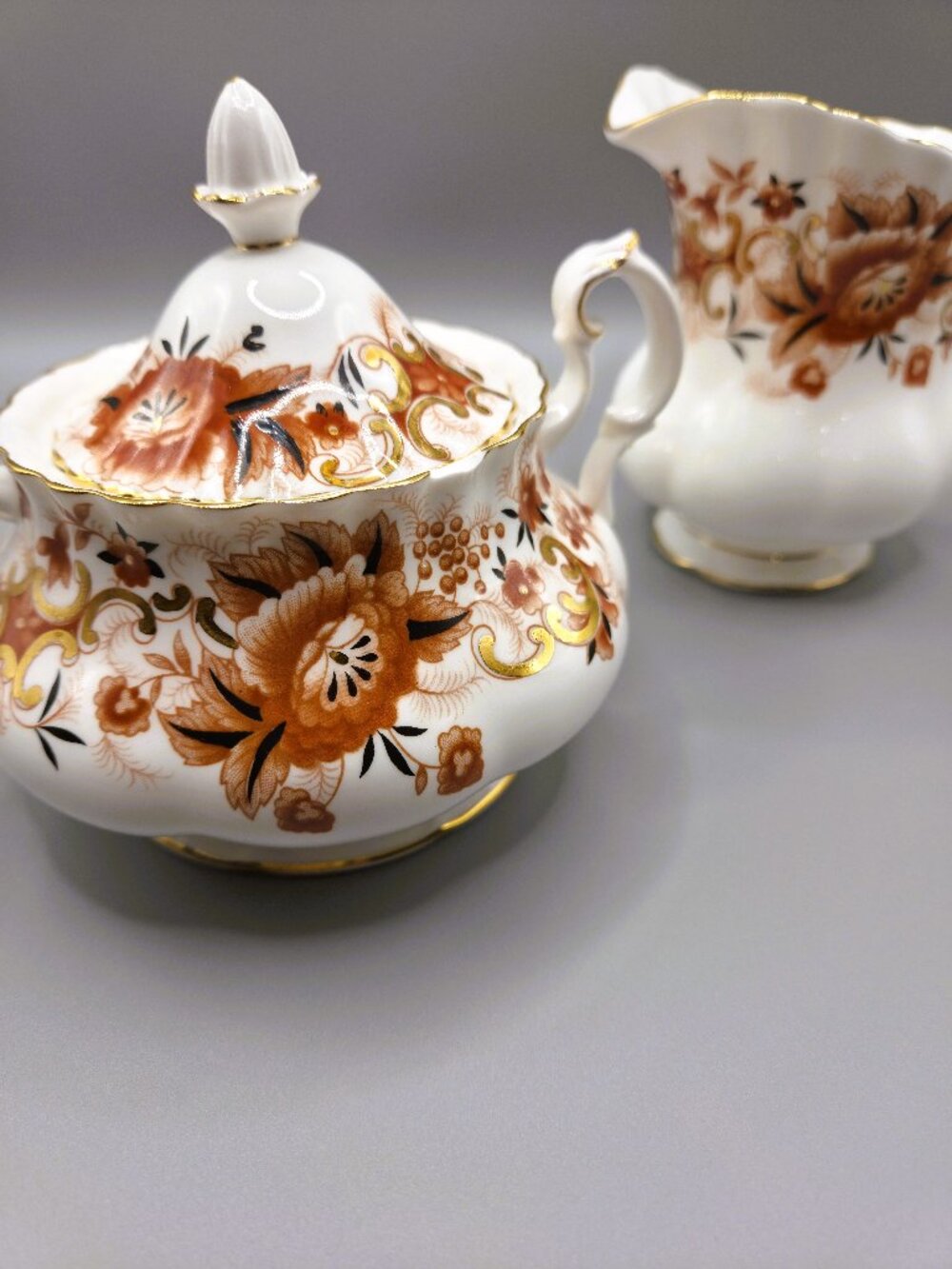 Royal Albert Keepsake Sugar Bowl & Creamer Set Bone China England Floral Vintage